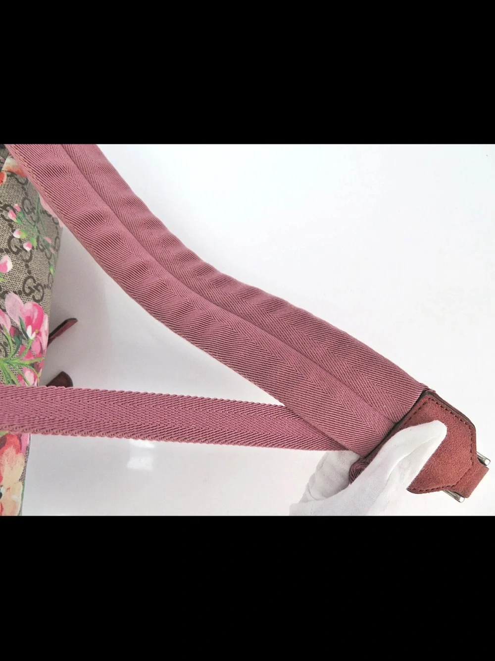 Gucci Floral GG Supreme Canvas Backpack in Pink and Green